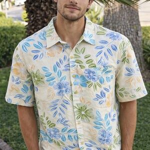 Cooke Street Honolulu Hawaiian Aloha Shirt Men’s XL Pale Yellow Tropical 🌺